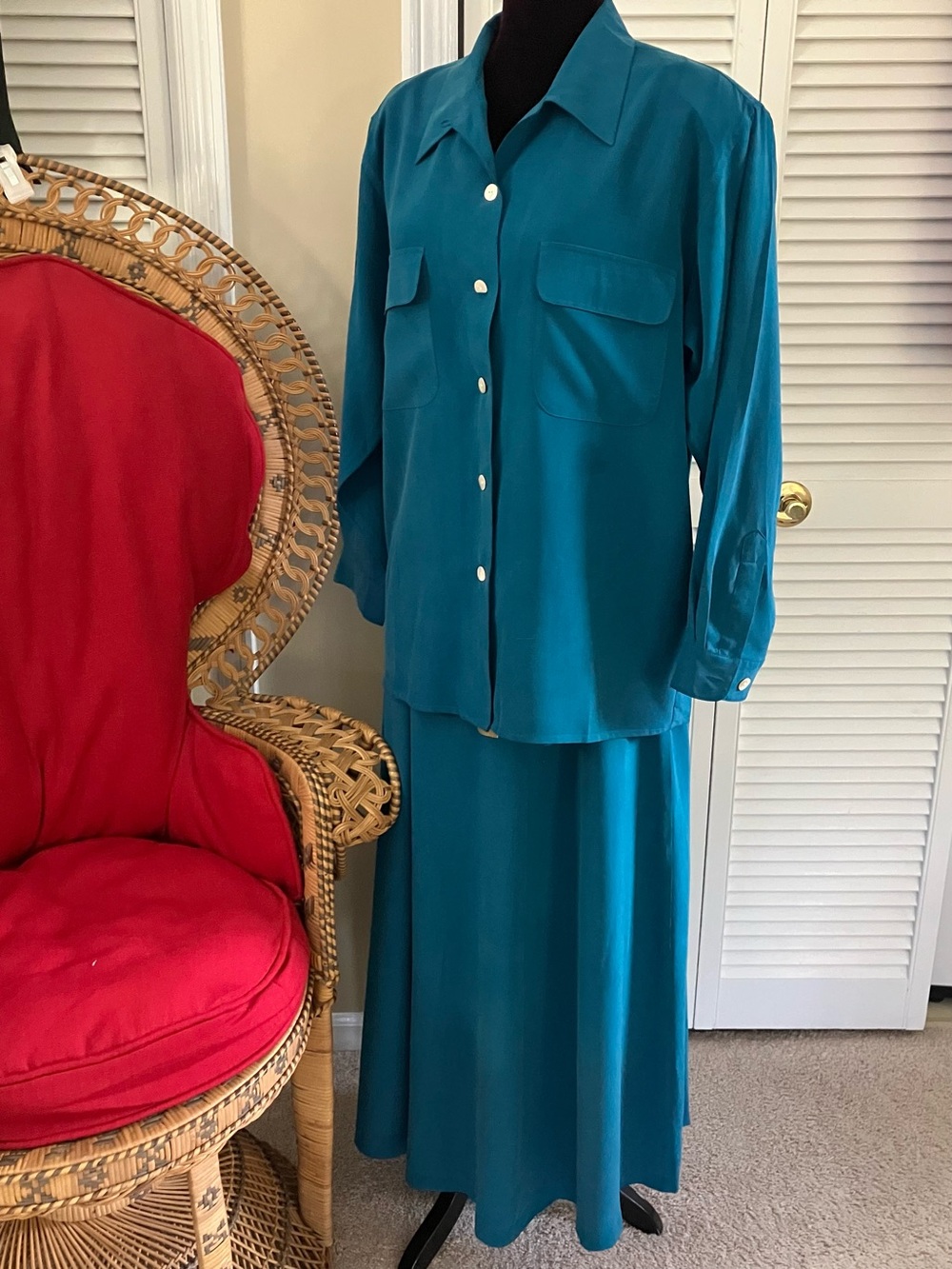 Silk House Deep Teal Sueded Silk 2 Piece Set